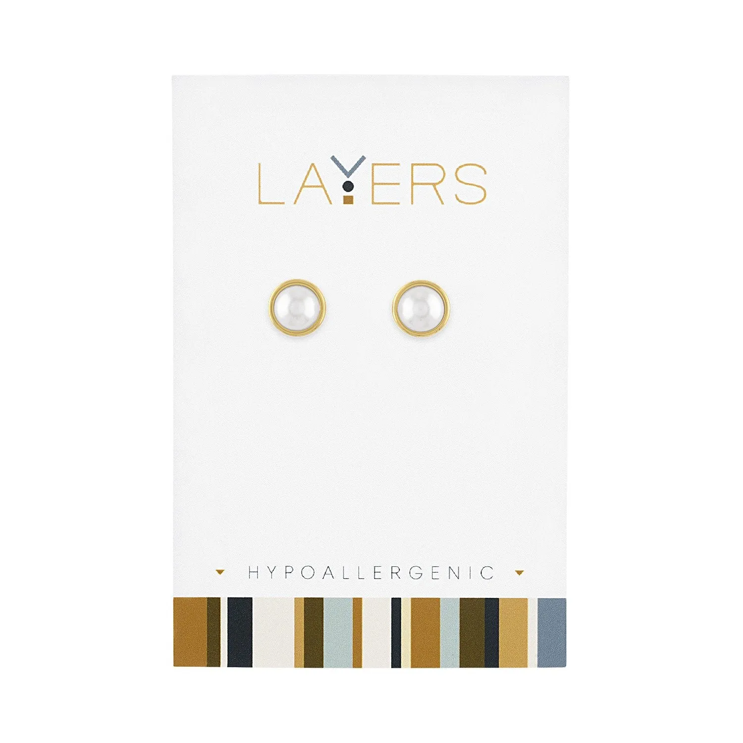 10 LAYEAR22G Layer Earring, Gold Round Pearl Stud