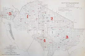 1880 Greene Large Antique Map Location of The Public Schools in Washington DC