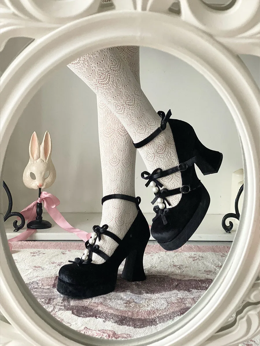 6 Colors Kawaii Velvet Elegant Bow Shoes ON611
