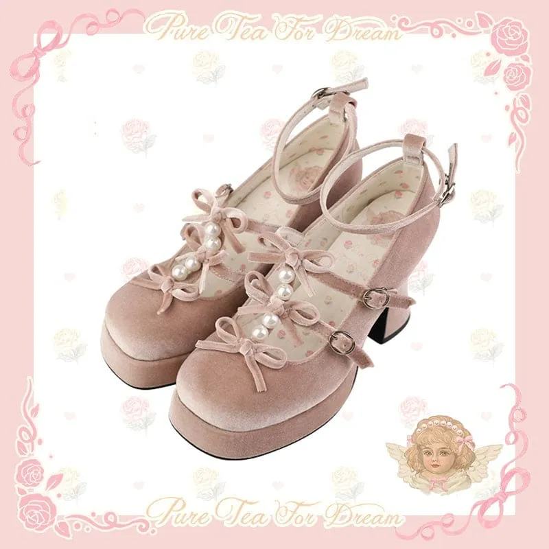 6 Colors Kawaii Velvet Elegant Bow Shoes ON611