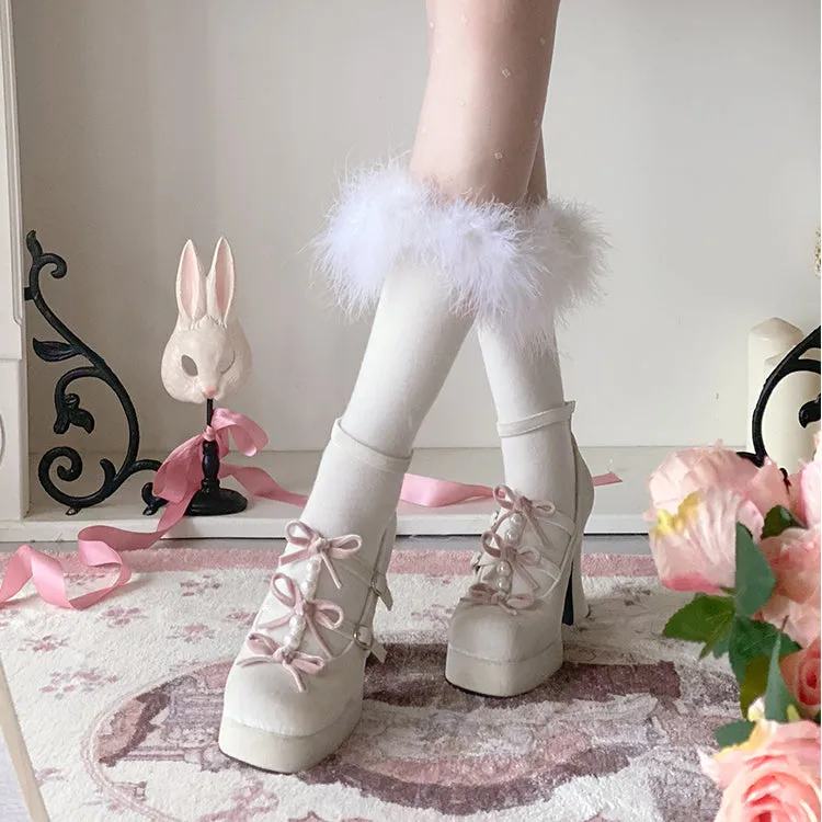 6 Colors Kawaii Velvet Elegant Bow Shoes ON611