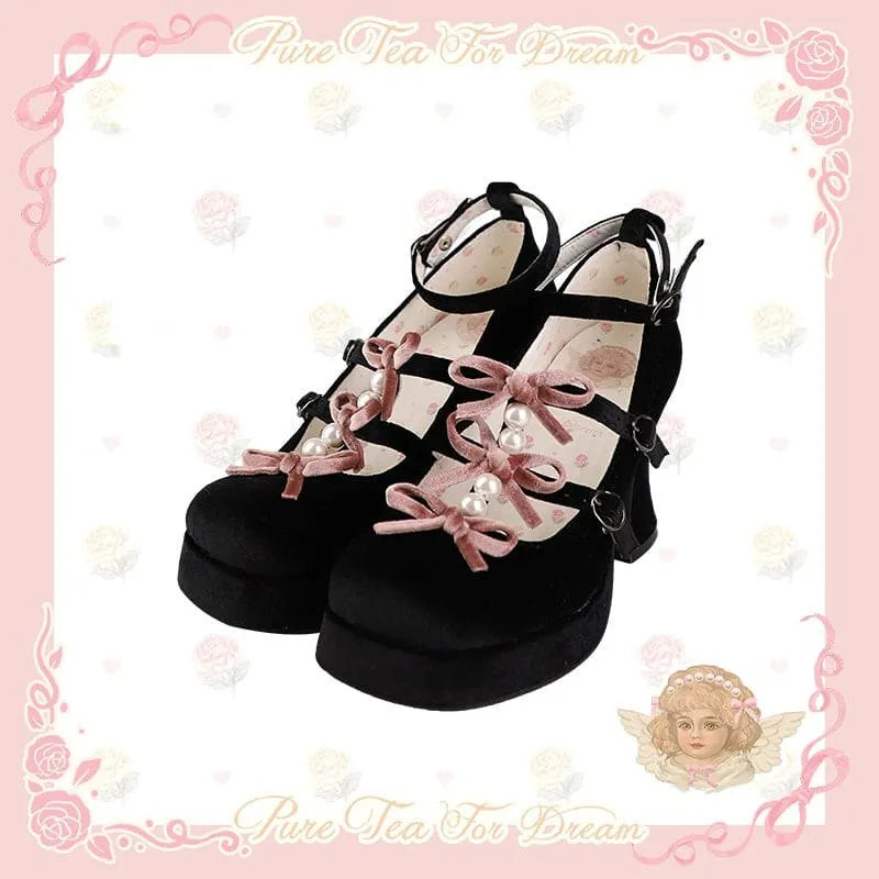 6 Colors Kawaii Velvet Elegant Bow Shoes ON611