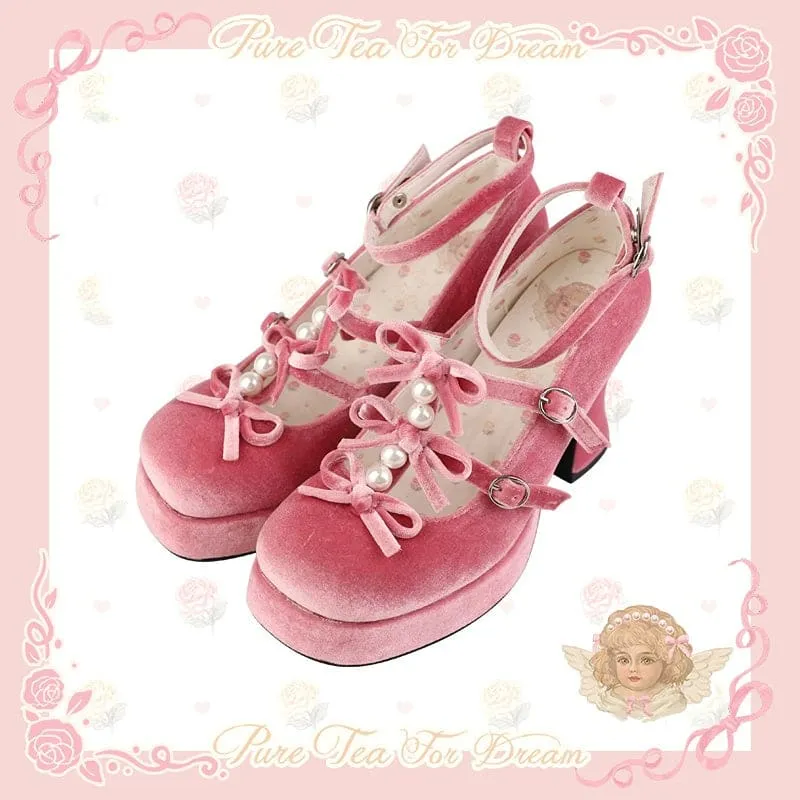 6 Colors Kawaii Velvet Elegant Bow Shoes ON611