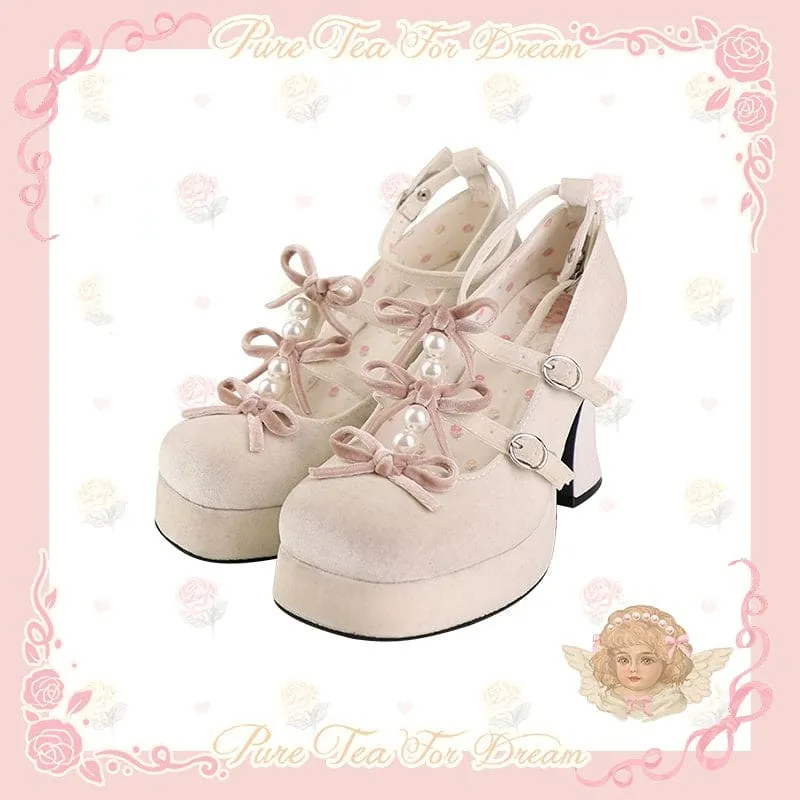 6 Colors Kawaii Velvet Elegant Bow Shoes ON611