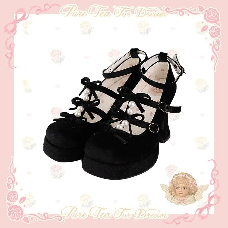 6 Colors Kawaii Velvet Elegant Bow Shoes ON611