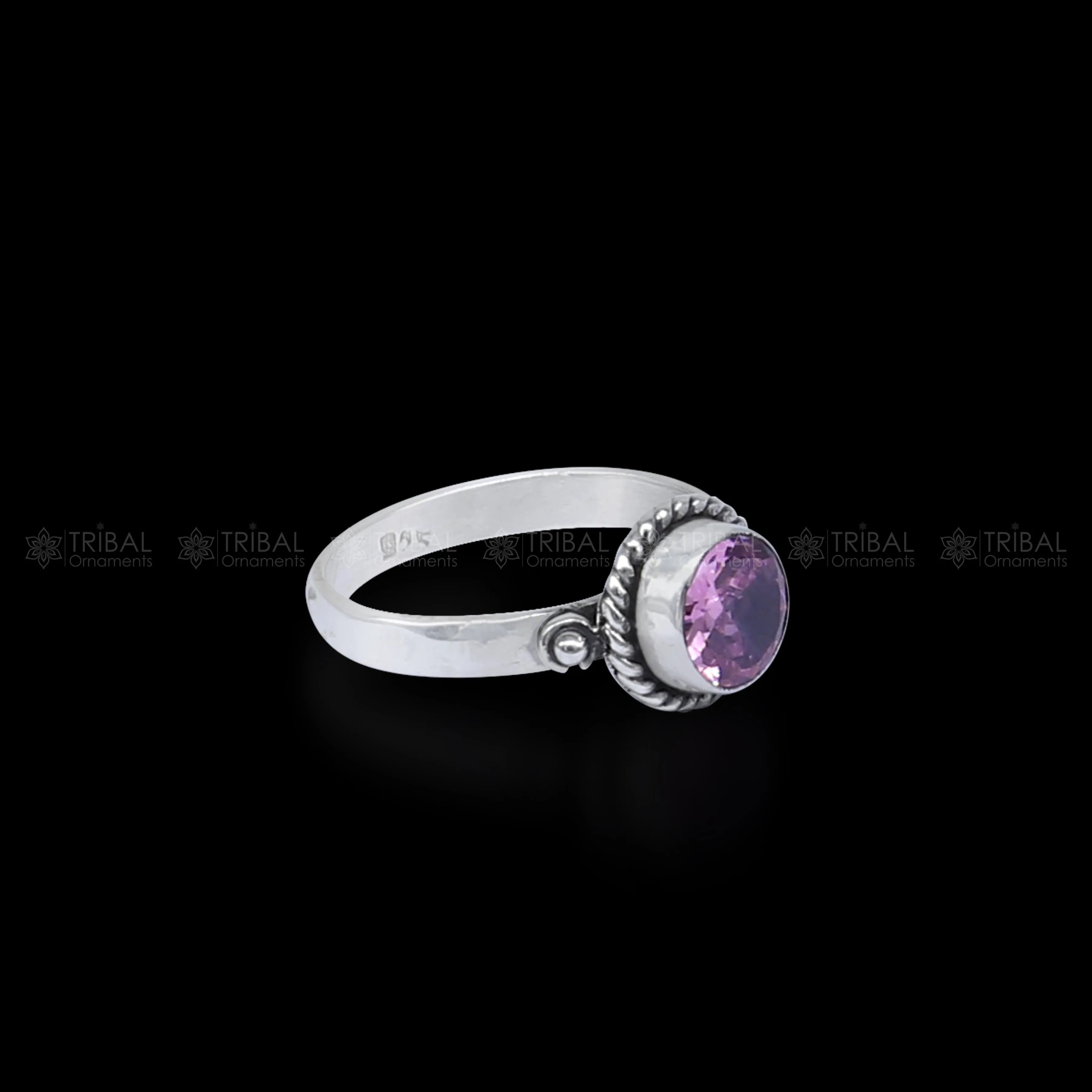 925 sterling silver pink colour stone ring Jewelry sr734