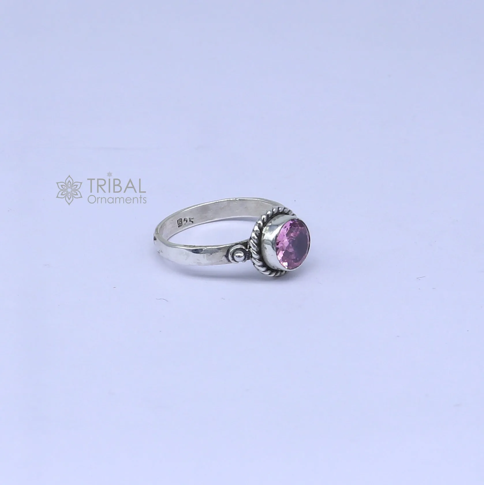 925 sterling silver pink colour stone ring Jewelry sr734