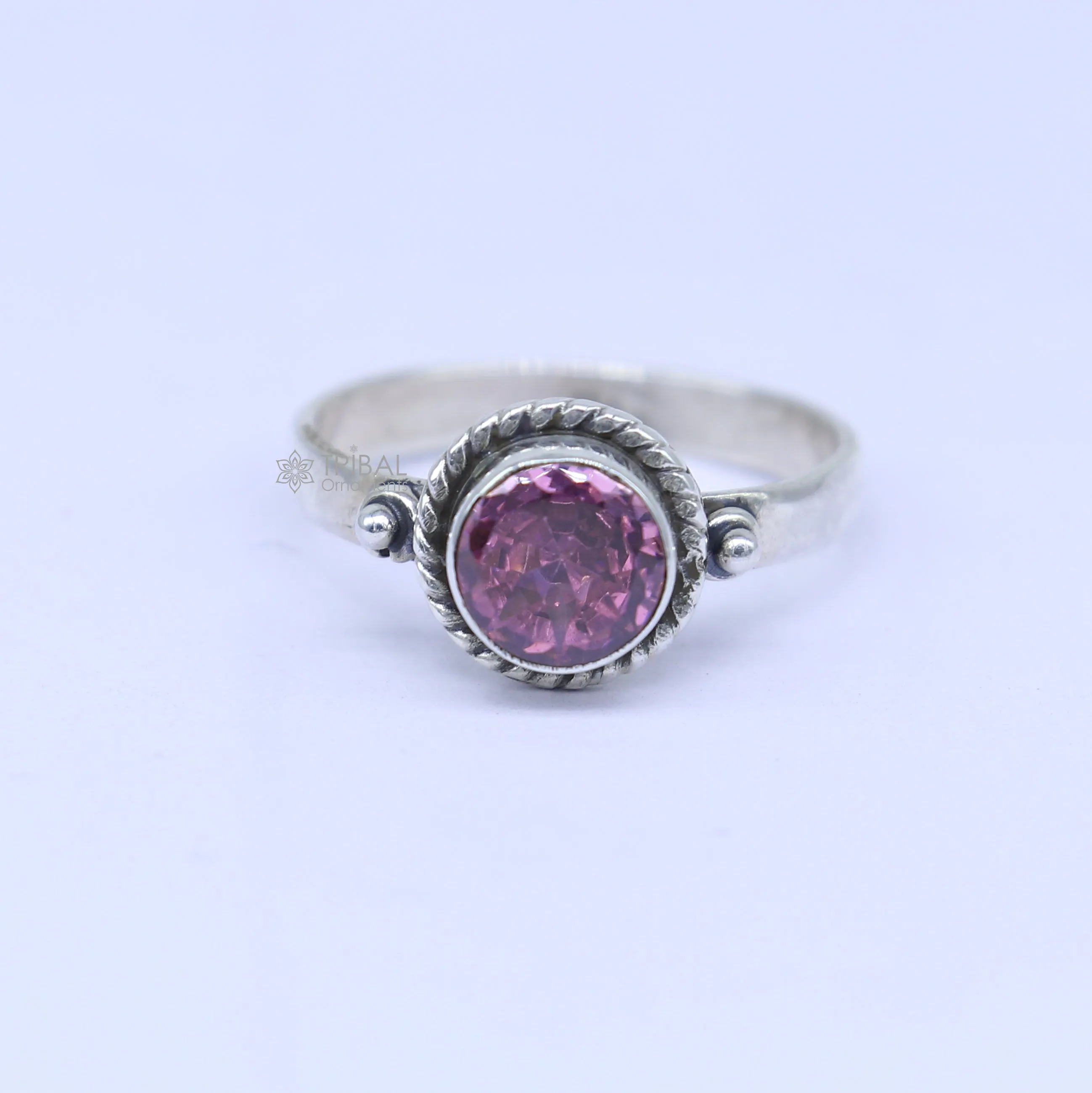 925 sterling silver pink colour stone ring Jewelry sr734