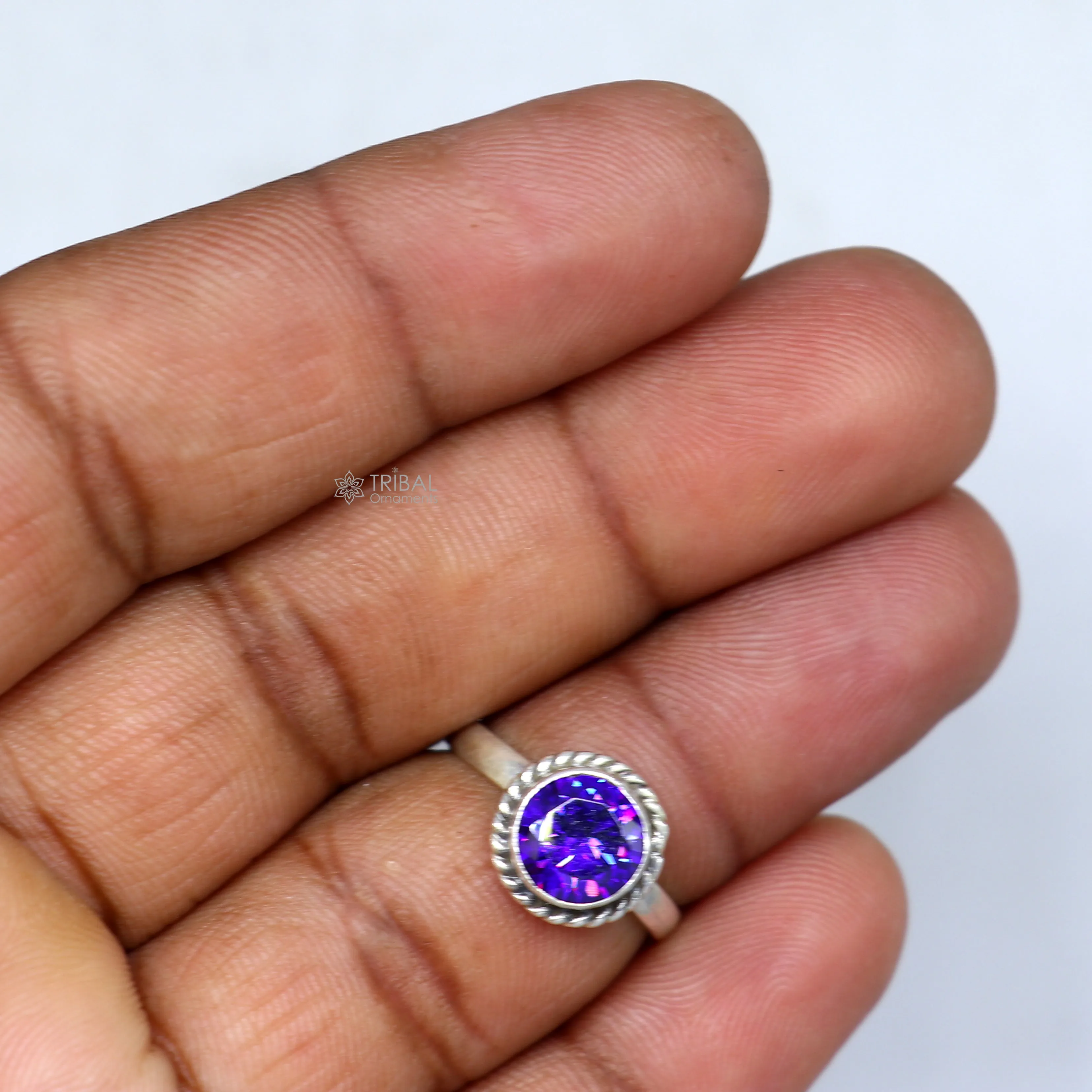 925 sterling silver purple colour stone ring Jewelry sr728
