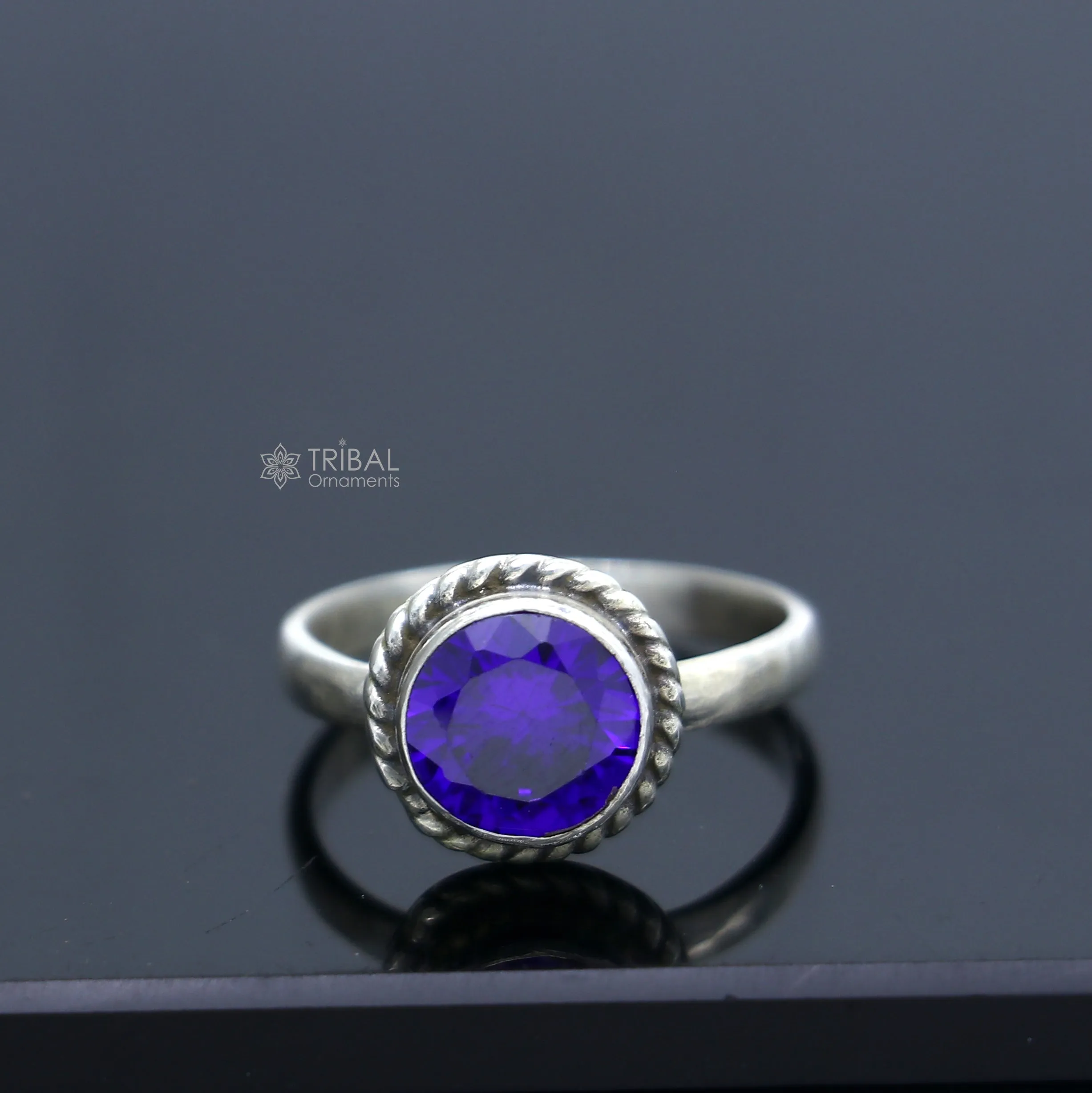 925 sterling silver purple colour stone ring Jewelry sr728