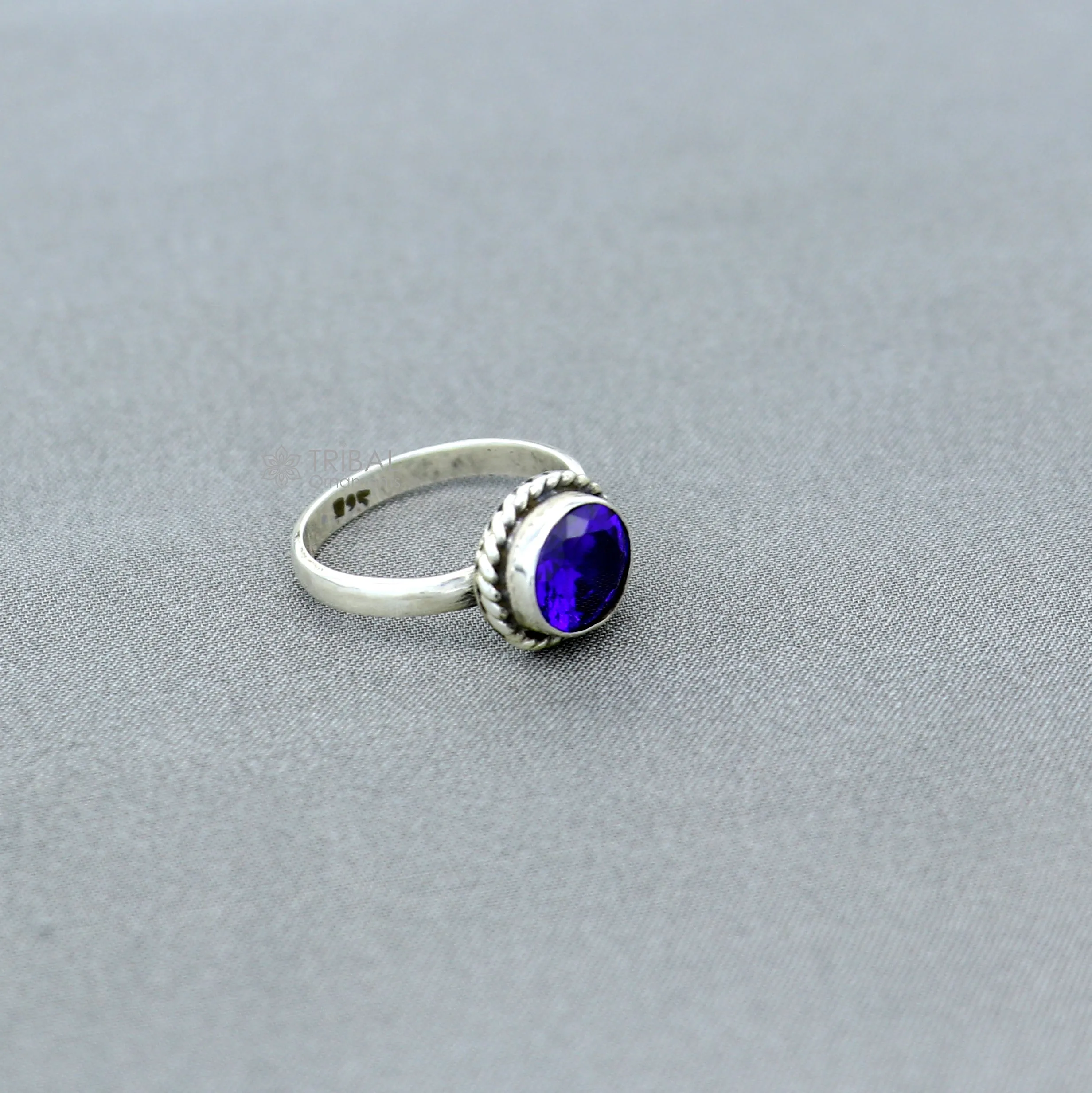 925 sterling silver purple colour stone ring Jewelry sr728