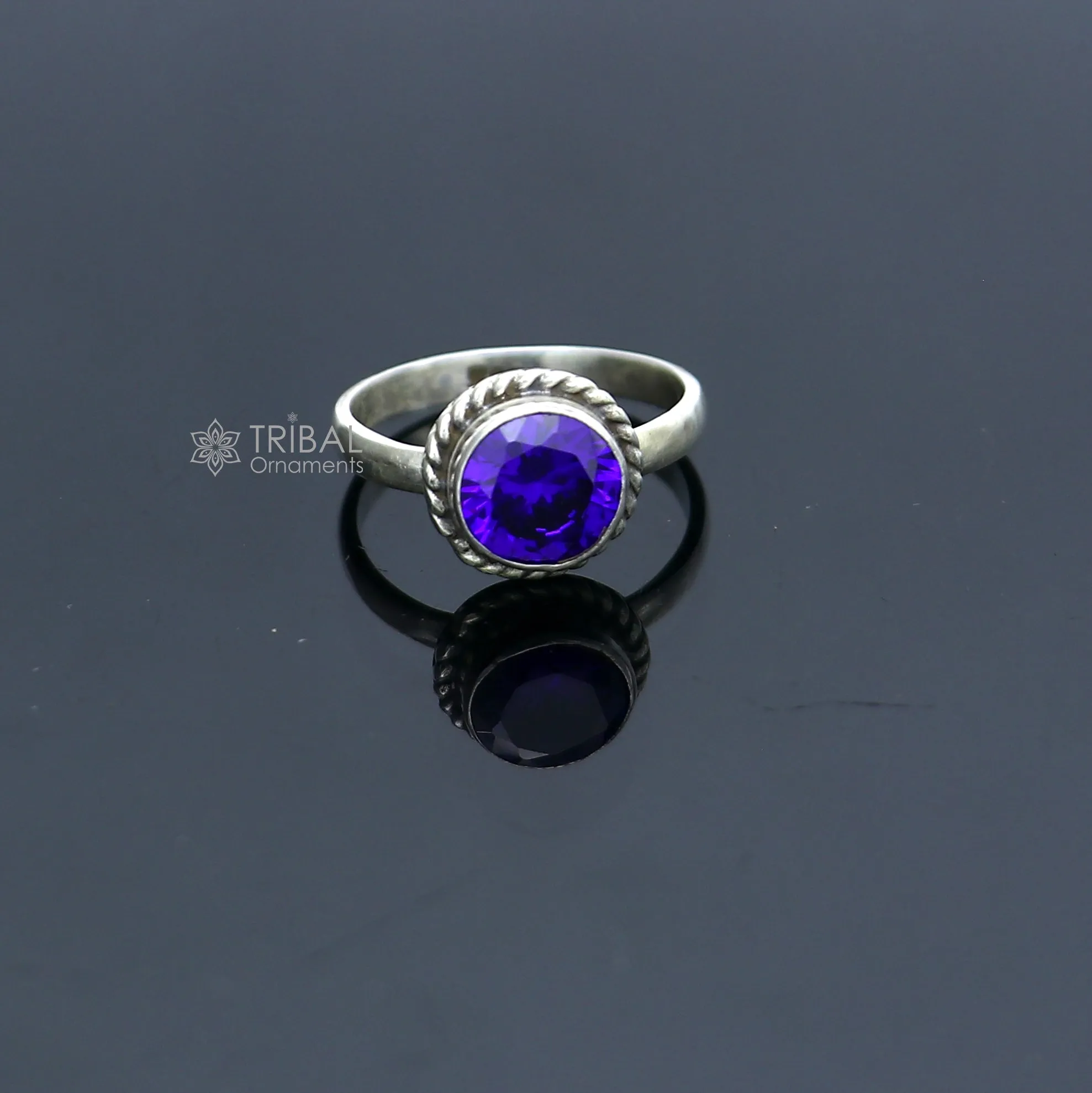 925 sterling silver purple colour stone ring Jewelry sr728