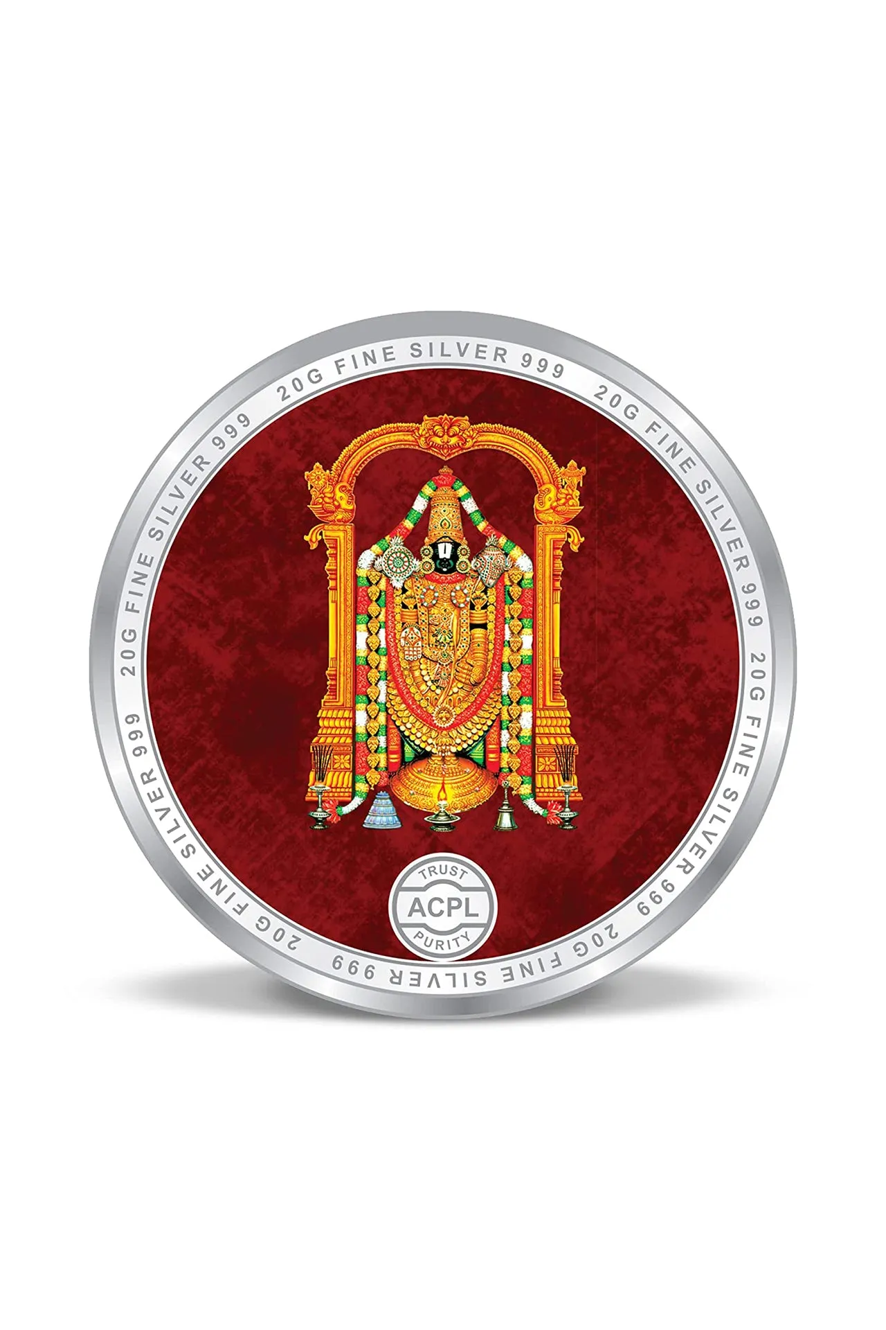 999 Tirupati Balaji Temple Pure Silver 20 Grams Coin