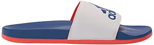 adidas Men's Adilette Comfort Slides Sandal, White/Team Royal Blue/Solar Red, 6