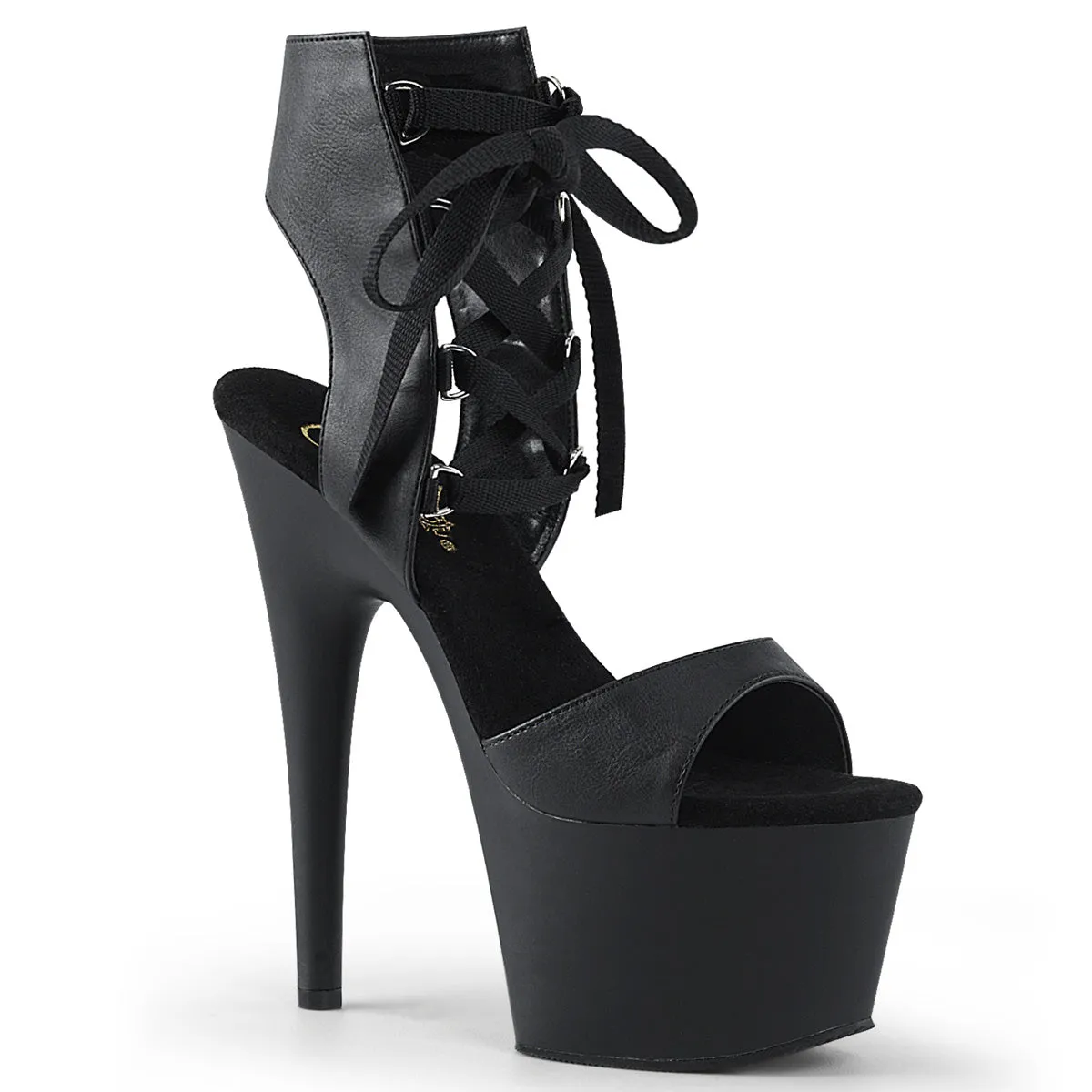 ADORE-700-14 Pleaser Black Faux Leather Sexy Platform Shoes (Pole Dancing Heels)