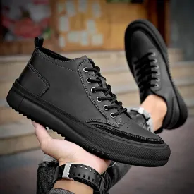 Aidase New Mens Casual Shoes Leather Sneakers Comfort Flat Shoes Male High Quality British Style Comfortable Outdoor Walking Sneakers