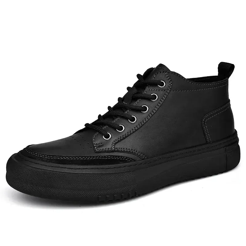 Aidase New Mens Casual Shoes Leather Sneakers Comfort Flat Shoes Male High Quality British Style Comfortable Outdoor Walking Sneakers