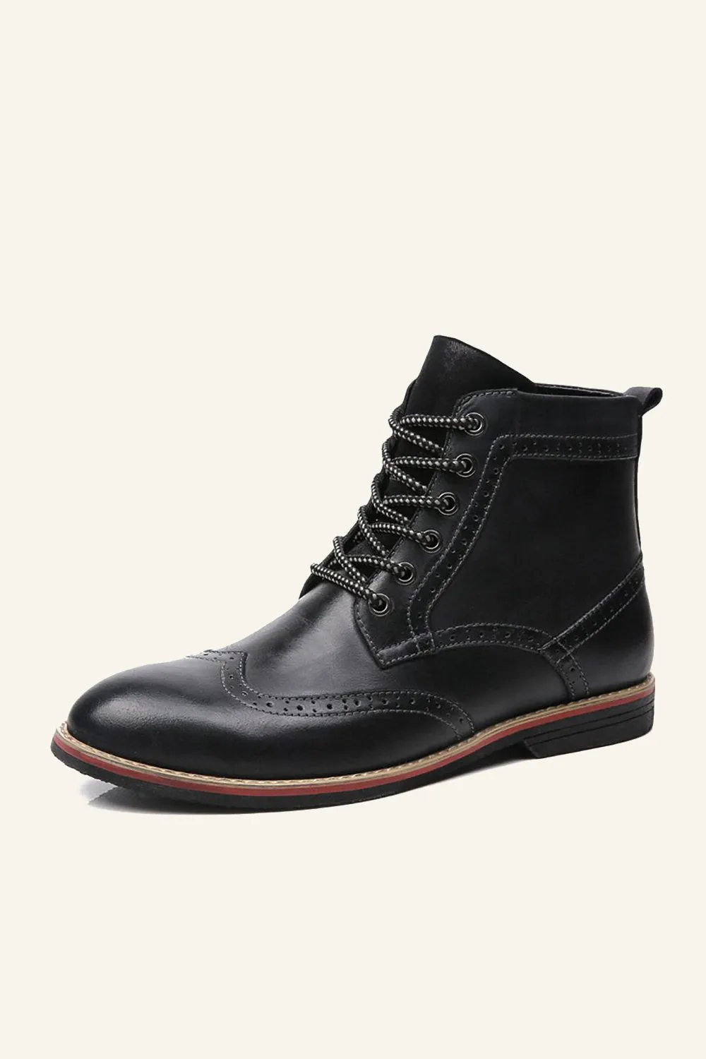 Black PU Leather Lace-Up Men's Boots