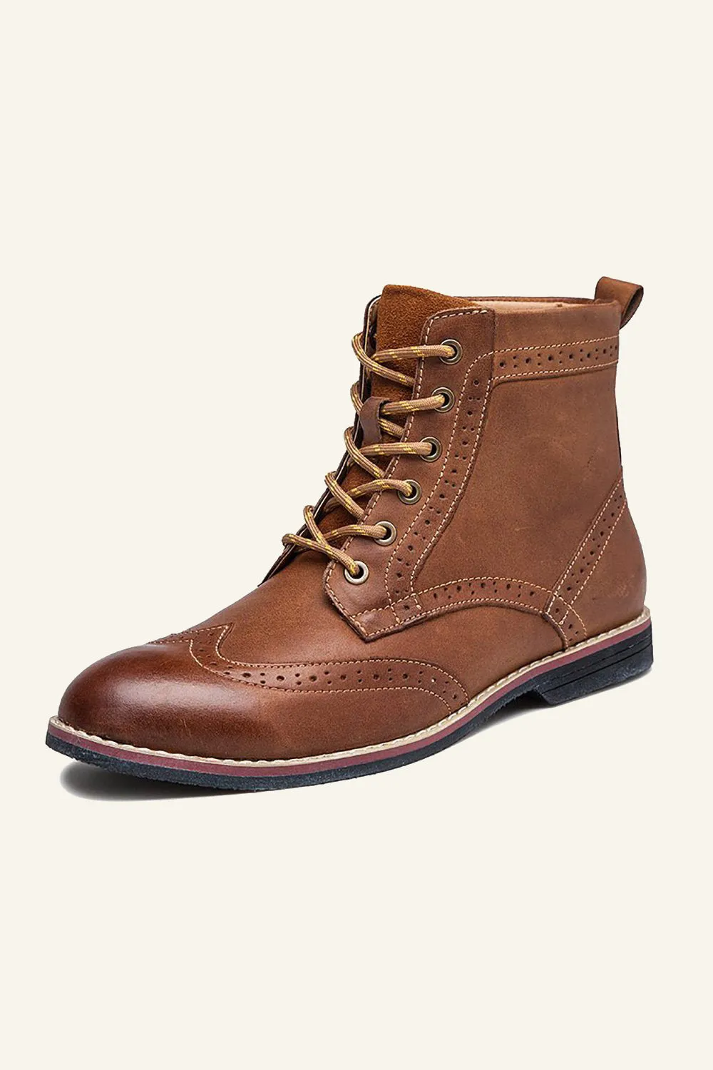 Black PU Leather Lace-Up Men's Boots
