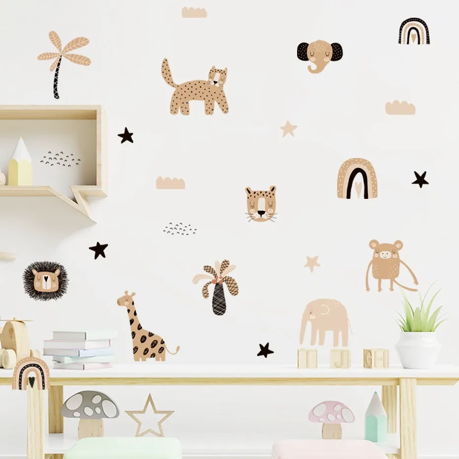 Boho Safari Animals Nursery Wall Decals