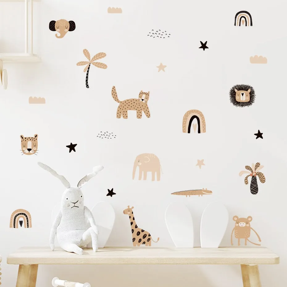 Boho Safari Animals Nursery Wall Decals
