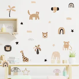 Boho Safari Animals Nursery Wall Decals