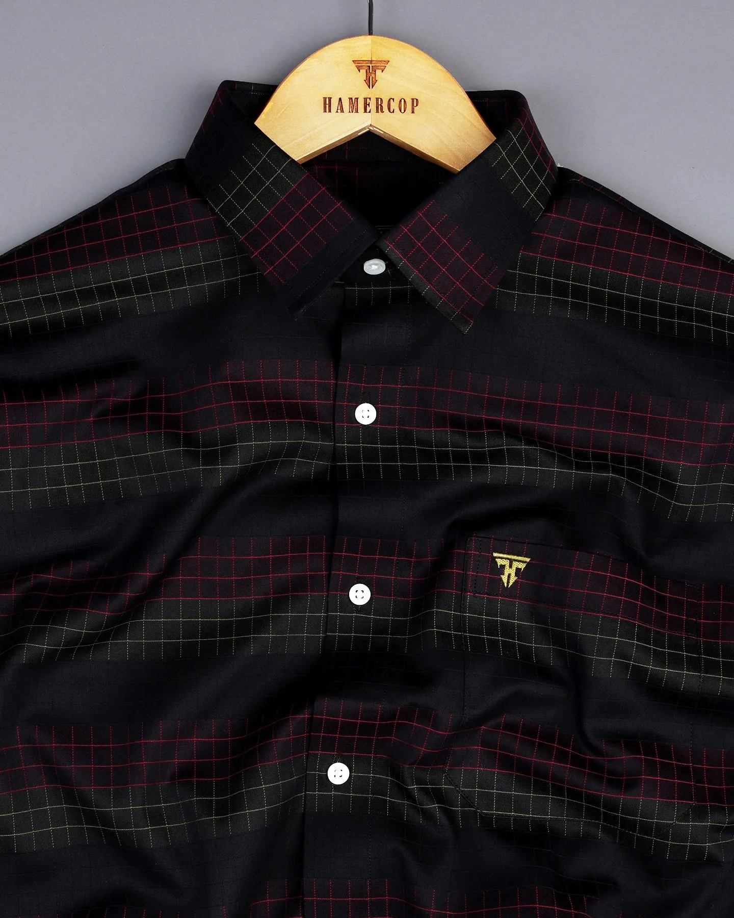 Bolton Green And Pink Check With Black Premium Giza Shirt