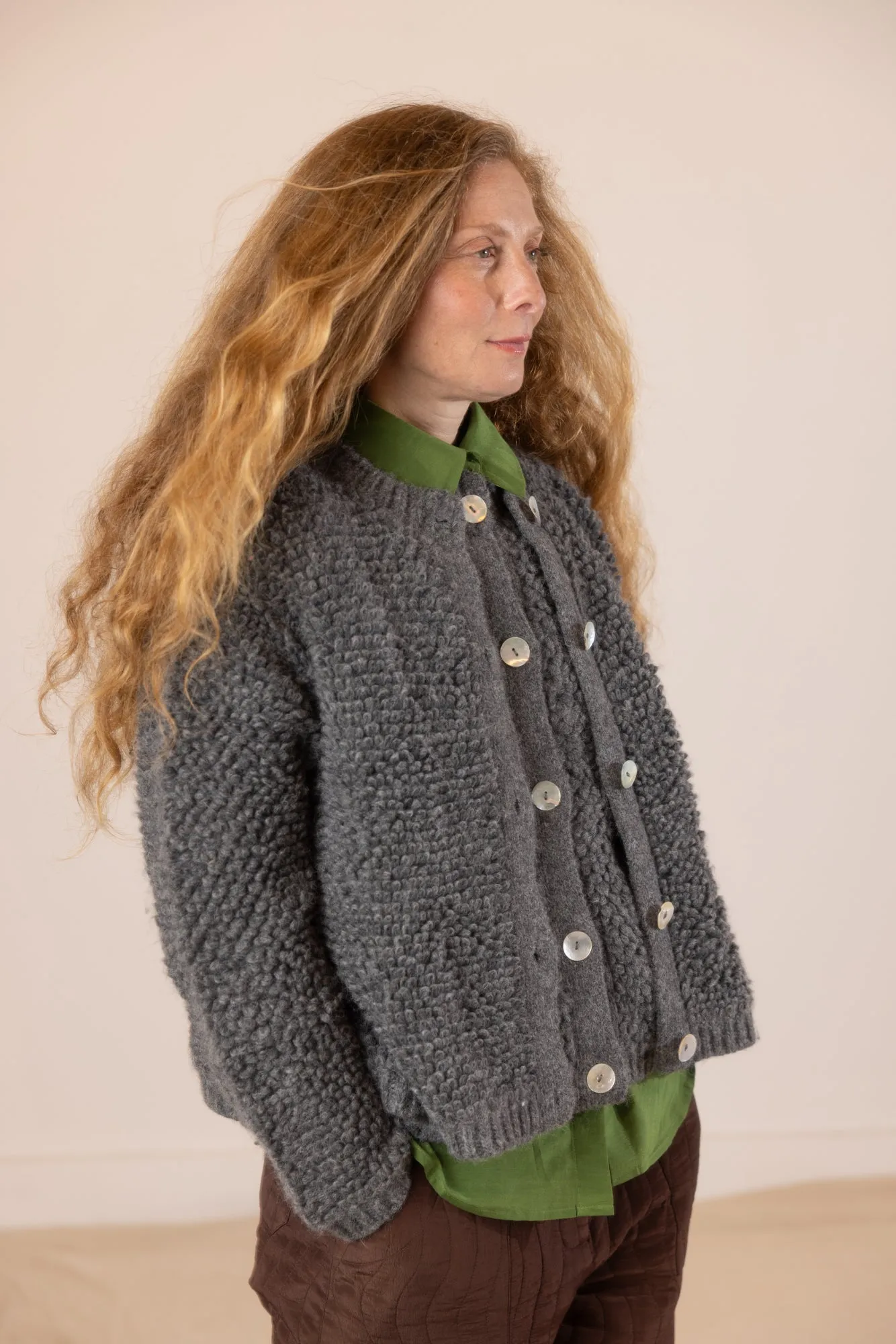 Bunda Loop Cardigan Sweater- Smoke