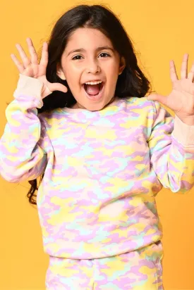 CAMOUFLAGE FLEECE GIRLS SWEATSHIRT - PINK