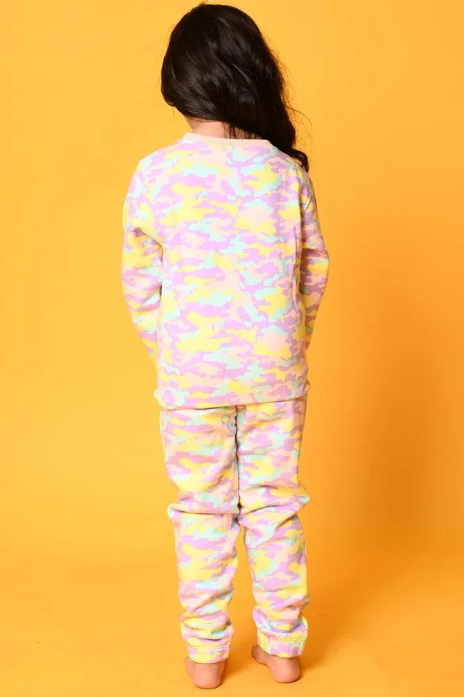 CAMOUFLAGE FLEECE GIRLS SWEATSHIRT - PINK