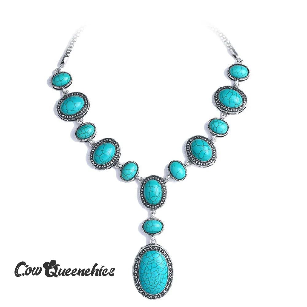 Carved Turquoise Pendant Necklace