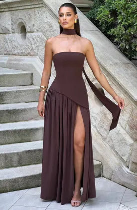 Elara Plum Brown Maxi Dress