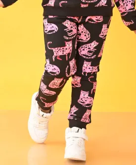 FUNNY CATS FLEECE JOGGER  - BLACK