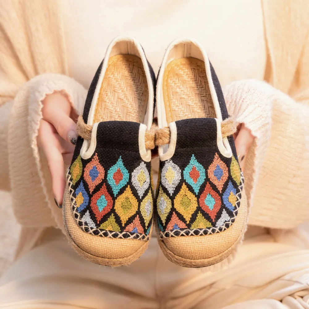 Glamorous Cross Stitch Colorful Peacock Industry Canvas Shoes