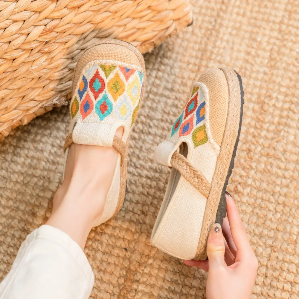 Glamorous Cross Stitch Colorful Peacock Industry Canvas Shoes