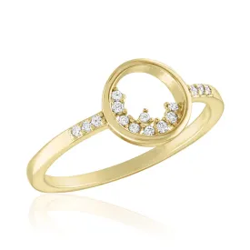 LAYRING50 [Size 6-9] Layers Ring, Open Circle CZ Cluster Gold