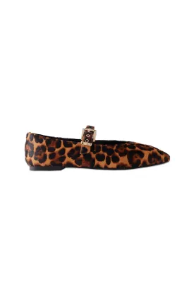 Leopard Print Textured Ballet Pumps