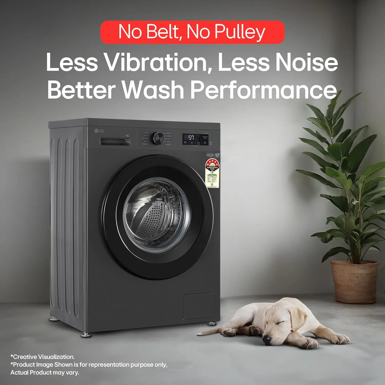 LG FHB1207Z2M 7 Kg 5 Star Front Load Washing Machine (Direct Drive, Steam Wash, In-Built Heater, Middle Black)
