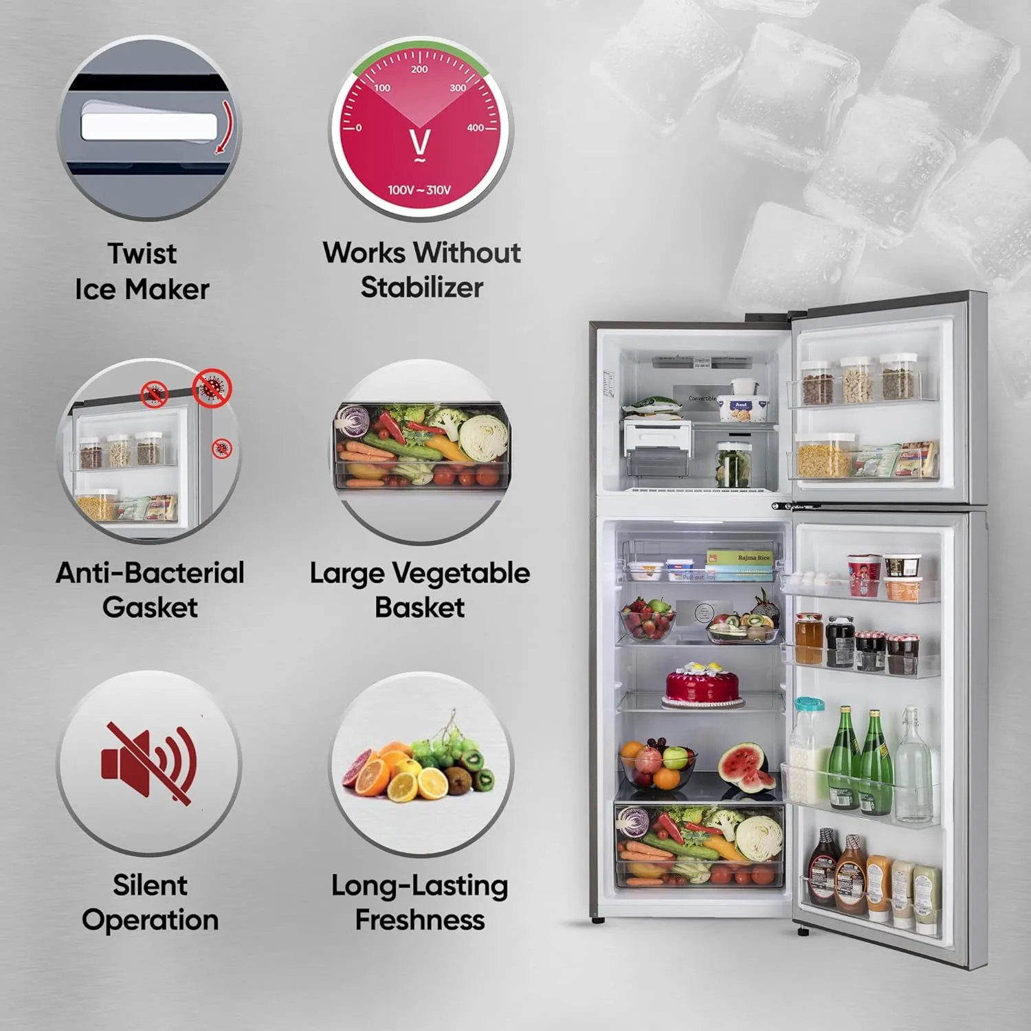 LG GL-N342SDSY 322 L 2 Star Smart Inverter Frost-Free Double Door Refrigerator ( Dazzle Steel )