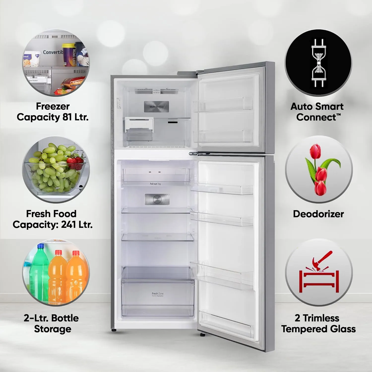 LG GL-N342SDSY 322 L 2 Star Smart Inverter Frost-Free Double Door Refrigerator ( Dazzle Steel )