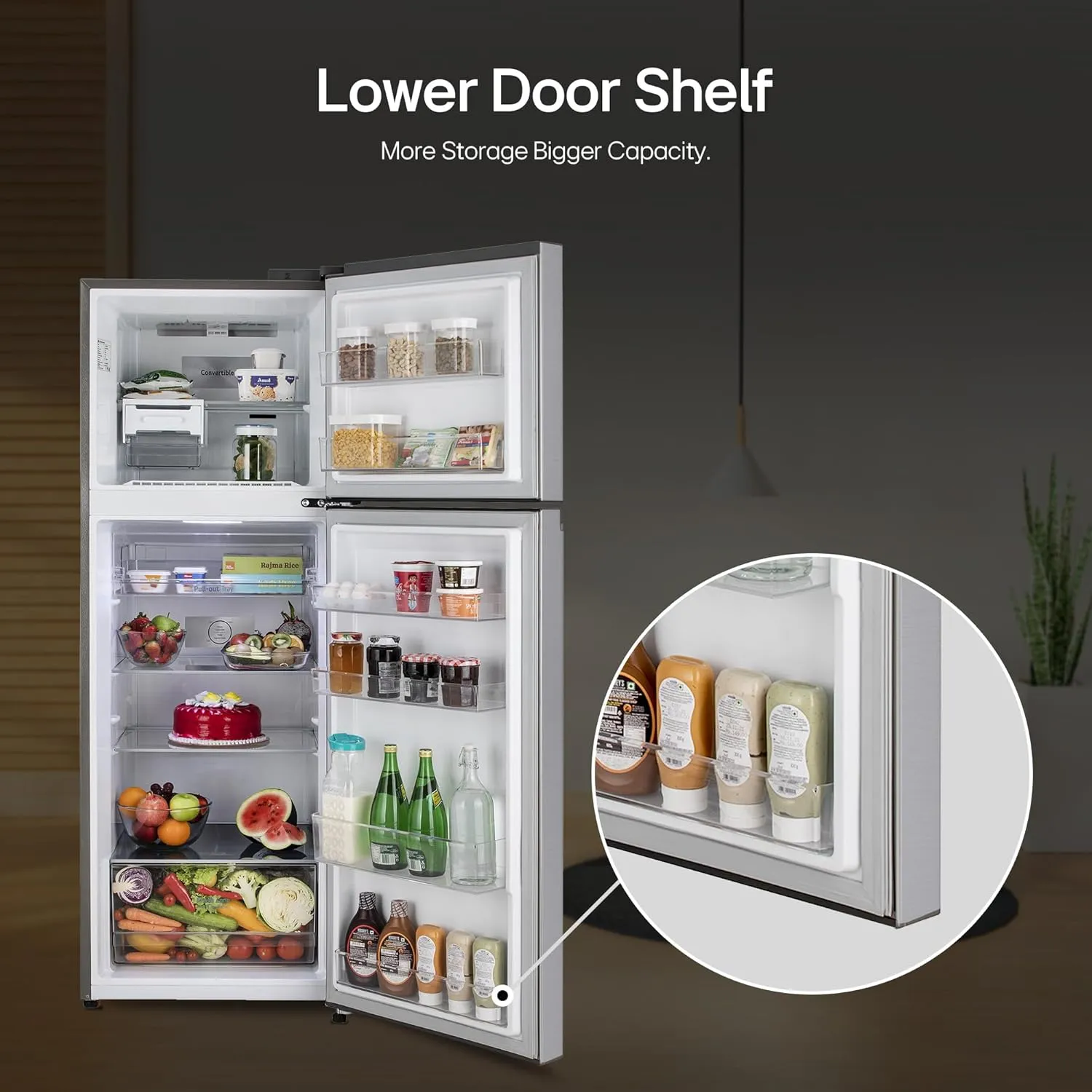 LG GL-S342SPZY 322 Litre Frost-Free Smart Inverter Double Door Refrigerator (Shiny Steel, Convertible & Multi Air Flow)