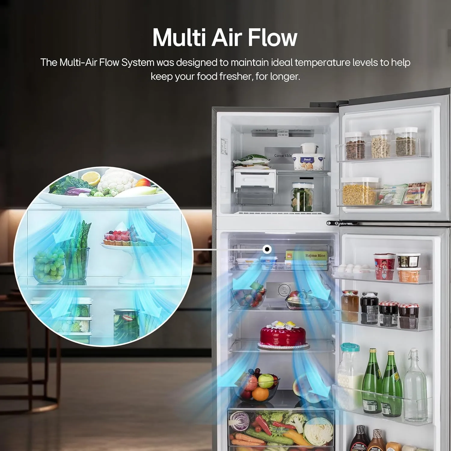 LG GL-S342SPZY 322 Litre Frost-Free Smart Inverter Double Door Refrigerator (Shiny Steel, Convertible & Multi Air Flow)