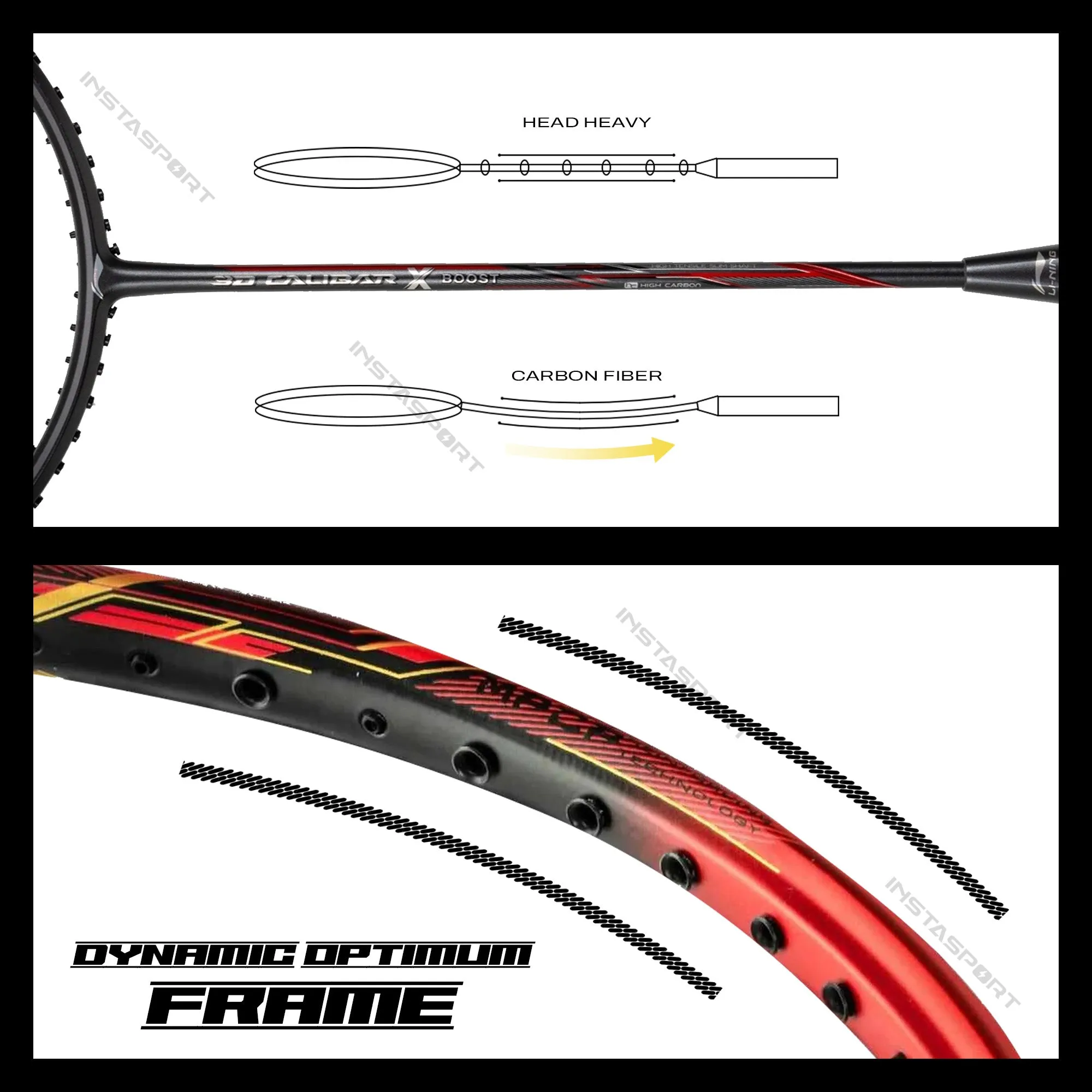Li-Ning 3D CALIBAR X Boost (Dark Grey/Red) Badminton Racket