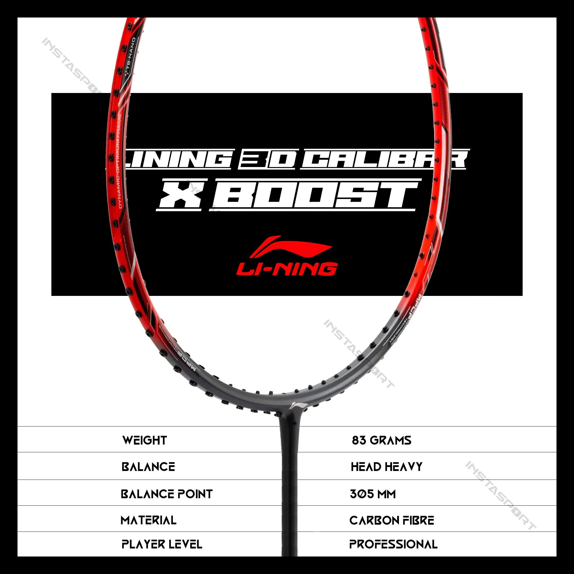 Li-Ning 3D CALIBAR X Boost (Dark Grey/Red) Badminton Racket