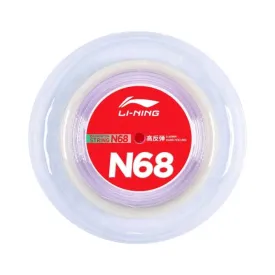 LI-NING N68 Badminton String 0.68mm (Power/Hard Feeling) 200m Reel White
