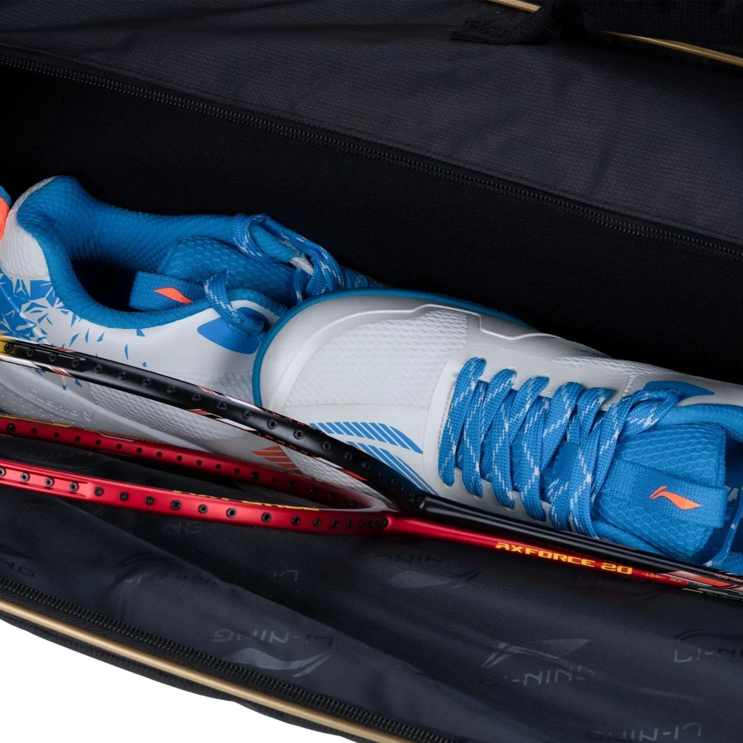Li-Ning Triple Zipper Polyester Stripe Badminton Kit Bag