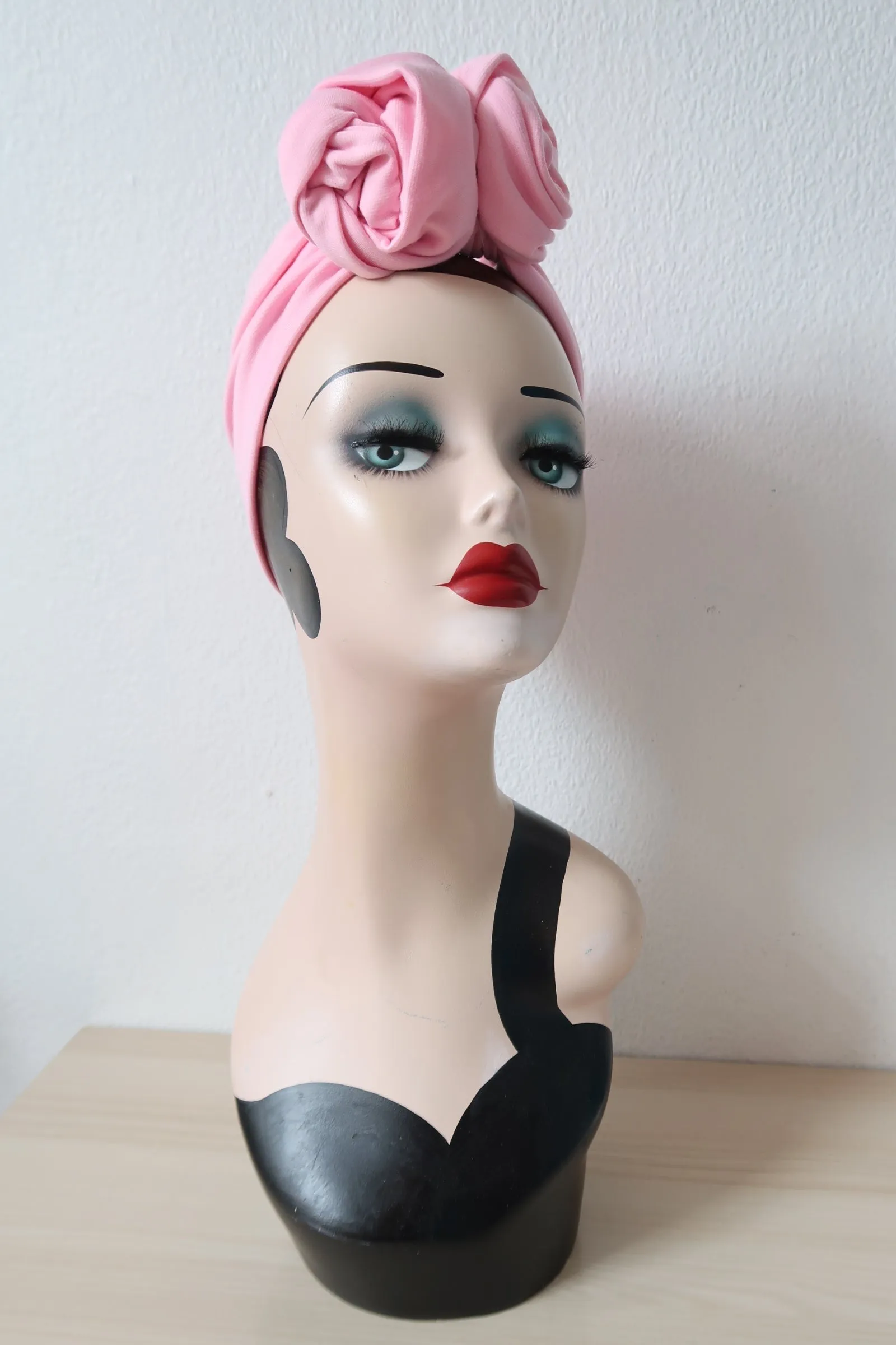 Made To Order: ROSE KNOT Vintage Style Pre-tied Headband in in 8 colours: red, black, leopard, olive green, mustard, rust, grey & navy