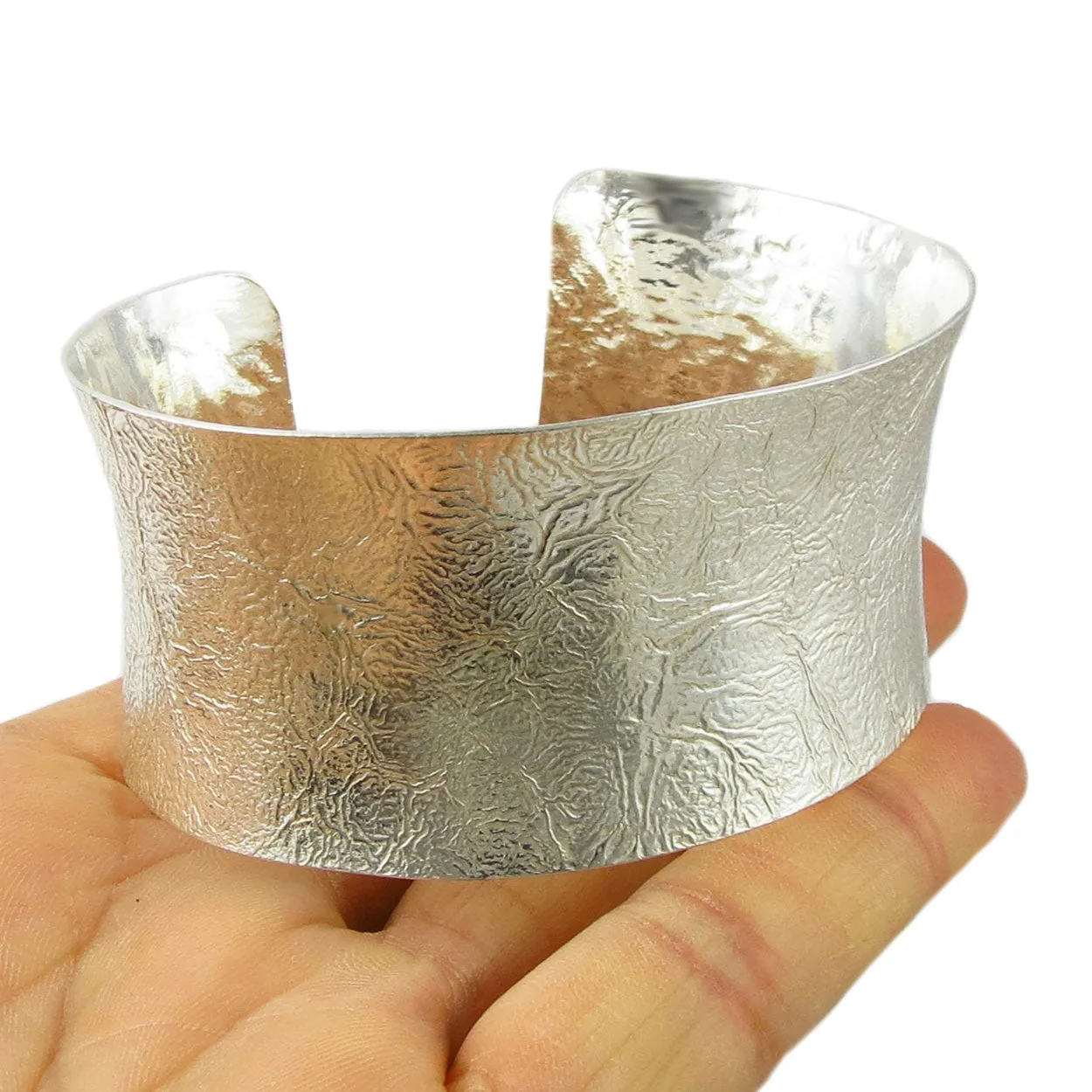Maria Belen Sterling Silver Crumpled Silver Bracelet