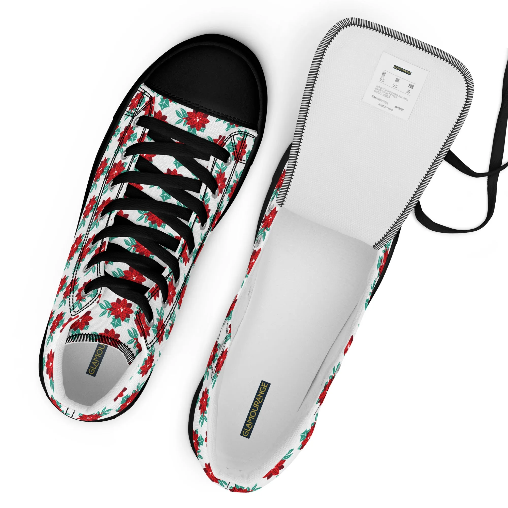 Men Christmas High Top Canvas Shoes (Glamourange Holiday Magic Canvas Shoes For Men - 0017)