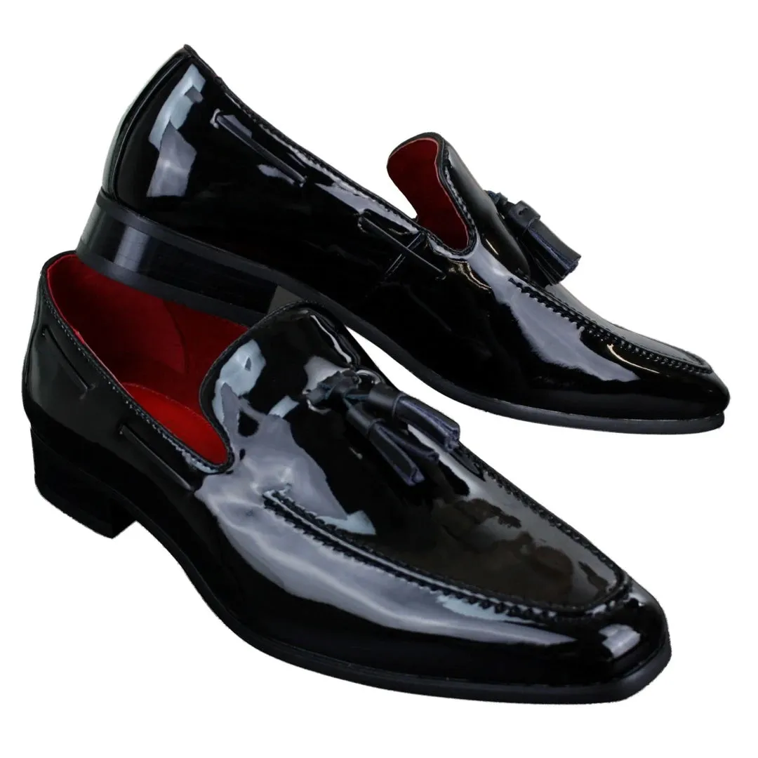 Mens Slip On Patent Shiny Tassle Driving Loafers Shoes Leather Smart Casual